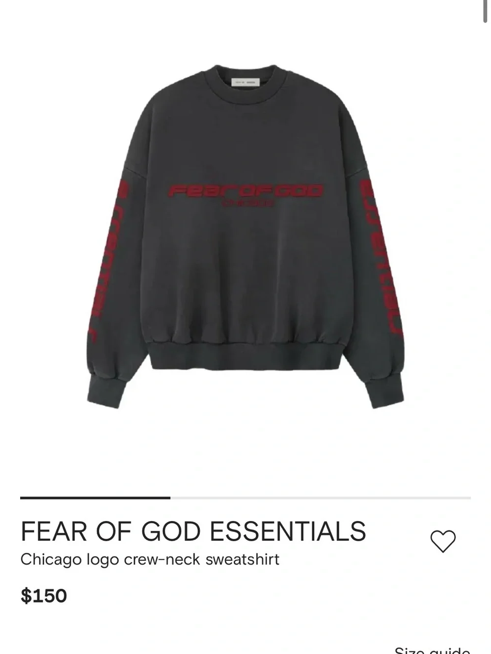 Fear of God Essentials Charcoal Crewneck with Red Logo